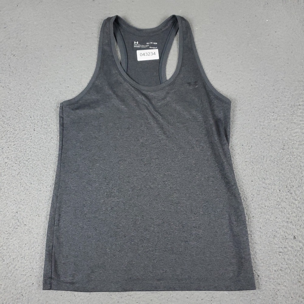 Under Armour Tank Top Shirt Womens XS Gray Active Running Gym HeatGear Loose